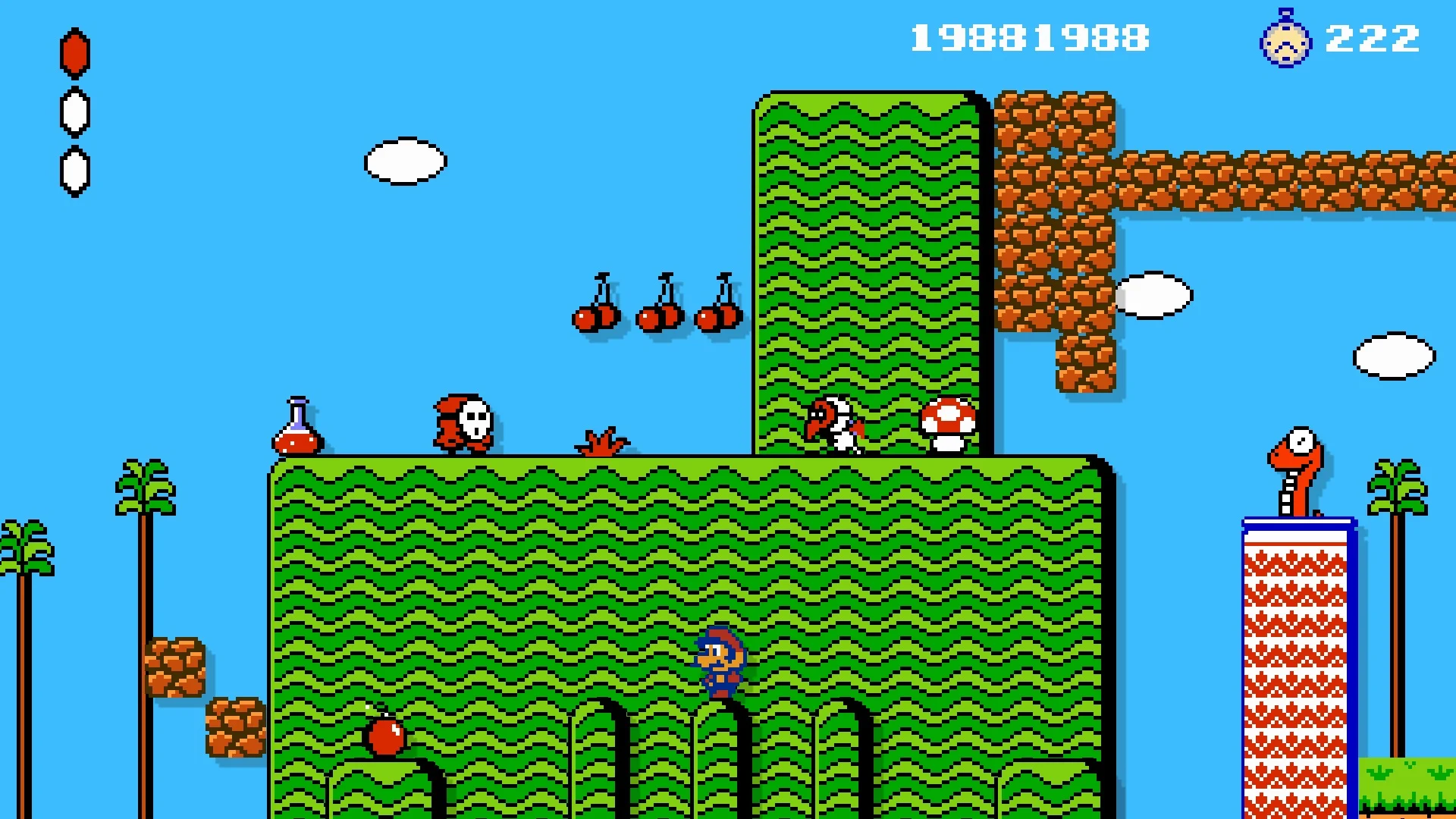 Mario sucht nach einem Trank. 